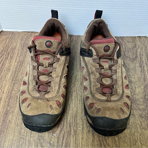 Merrell Chameleon Leather Tan and Brown Hiking Sneakers Size 8 - Picture 5 of 12